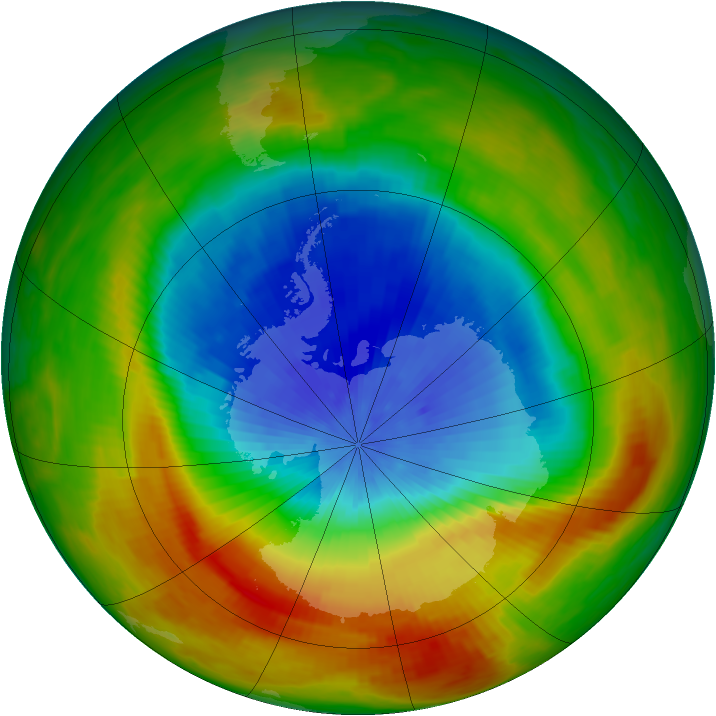 Antarctic ozone map for 19 October 1988